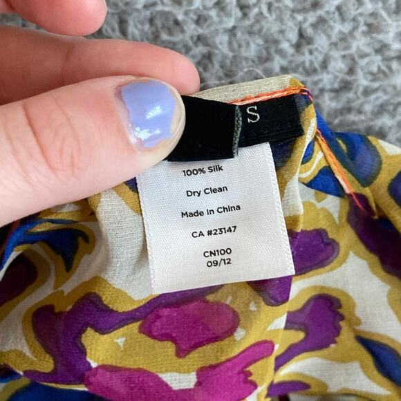 Talbots Poncho Sweater Top Small Silk Oversized Boho Art Colorful Beach Luxury - Picture 8 of 12